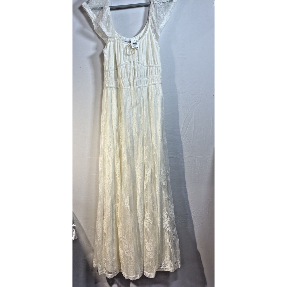And Now This Women M Calla Lily Lace Ruffle Sleeve Maxi Dress NWT Empire Waist